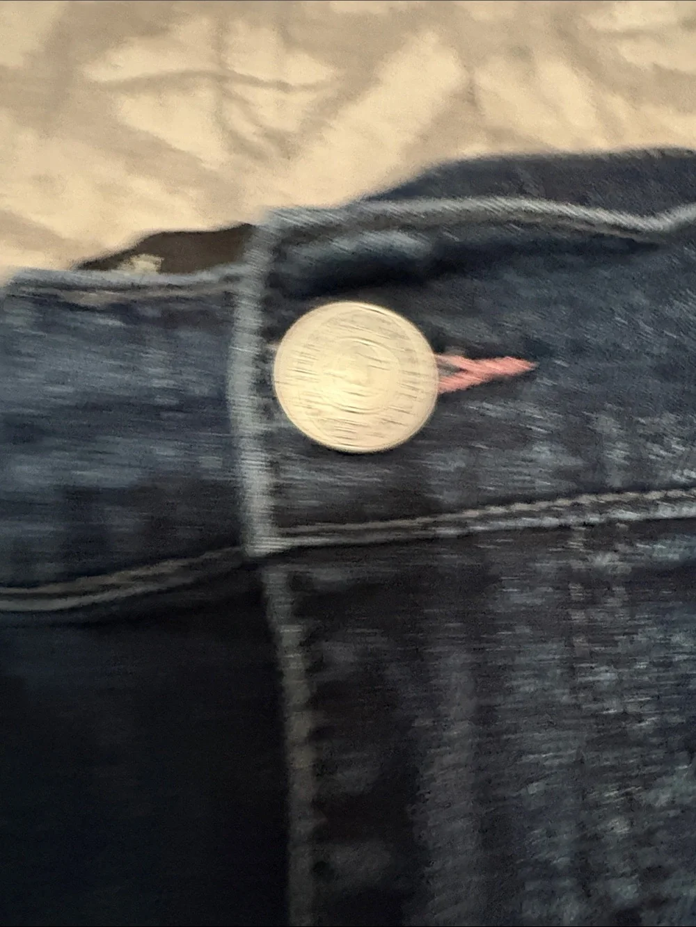 True Religion Dark Indigo Denim Shorts with Pink Stitching